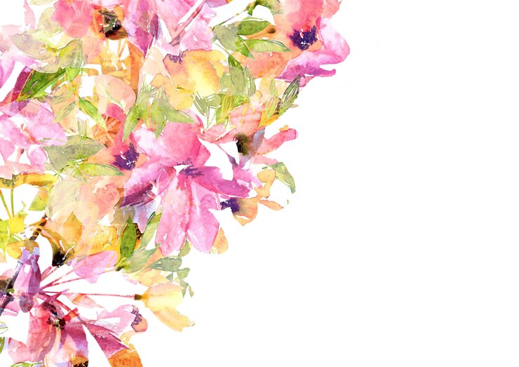 Photo 花の背景水彩抽象花壁紙ウェルカム バナー デザイン