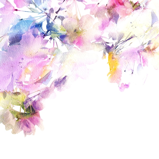 花の背景水彩抽象花壁紙ウェルカム バナー デザイン