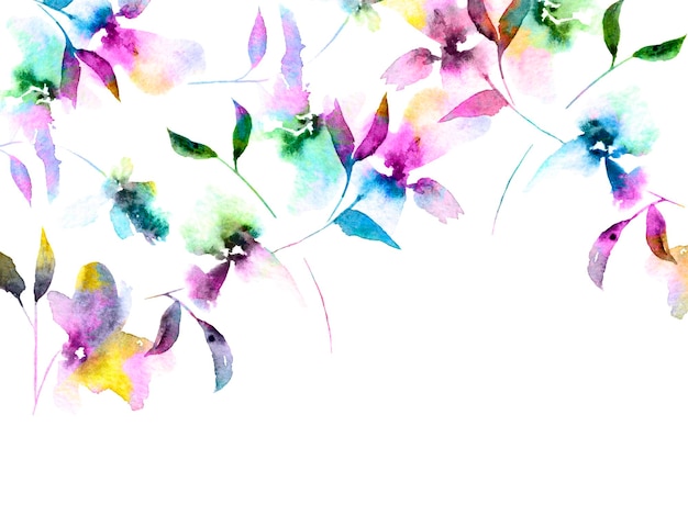 Foto sfondo floreale banner di fiori colorati ad acquerello invito a nozze biglietto di auguri floreale