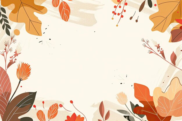 Photo a floral background with autumn leaves and berries