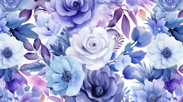 A floral background with blue and purple flowers.