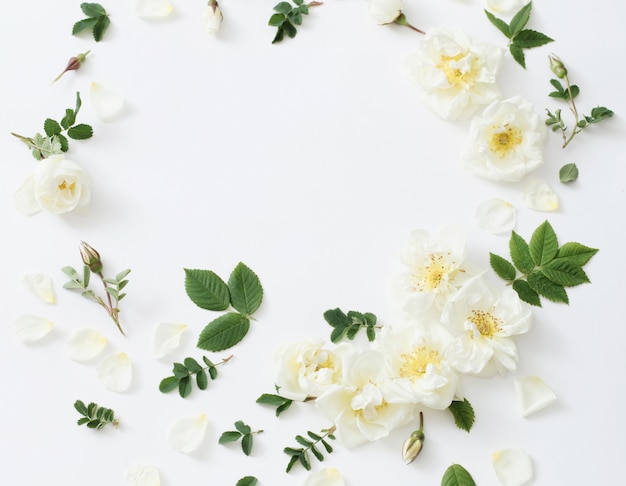 Floral background with copyspace, top view