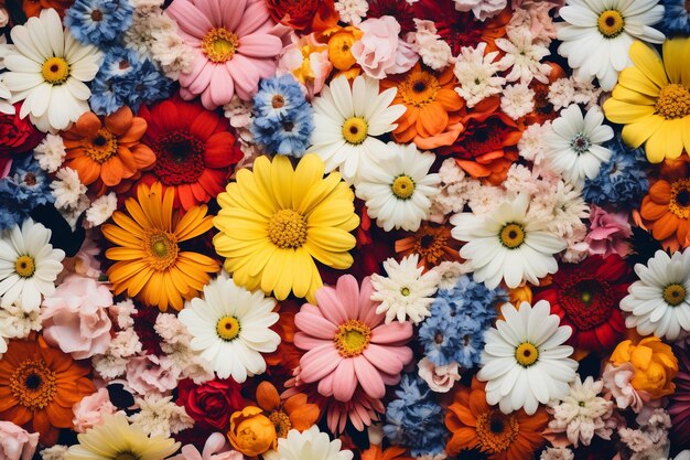 Foto sfondio floreale con diversi tipi di fiori