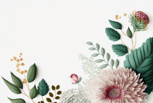 A floral background with flowers and leaves.