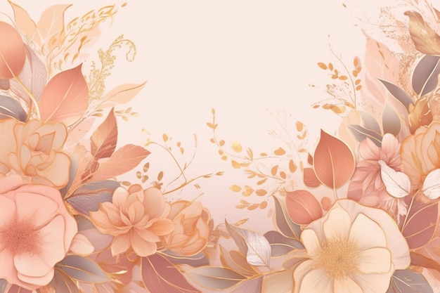 A floral background with flowers and leaves.