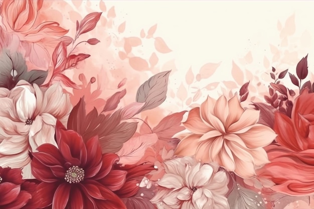 A floral background with flowers and leaves.