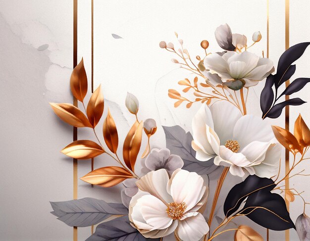 A floral background with flowers and leaves