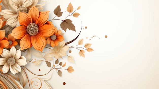 floral background with orange and brown flowers