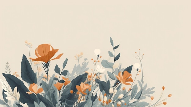 A floral background with orange flowers and leaves