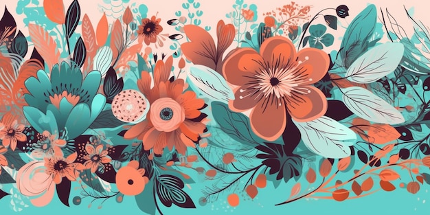 A floral background with orange flowers and leaves.