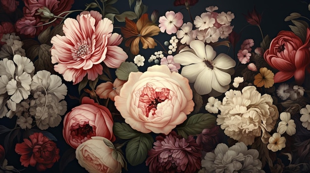 floral background with peonies