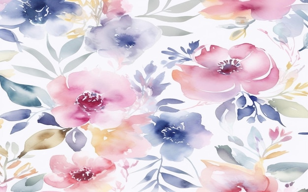 A floral background with pink and blue flowers.