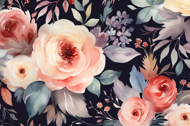 A floral background with a pink flower and leaves.