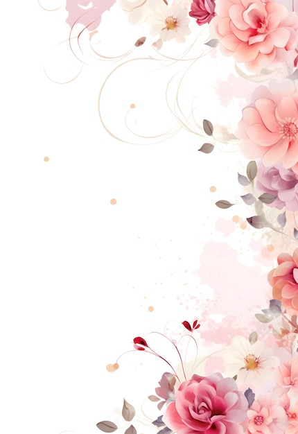 a floral background with pink flowers and butterflies.