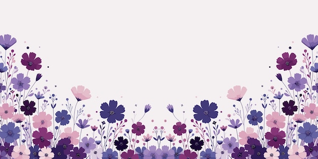 Floral background with pink and purple flowers colorful spring flower garden Vector illustration