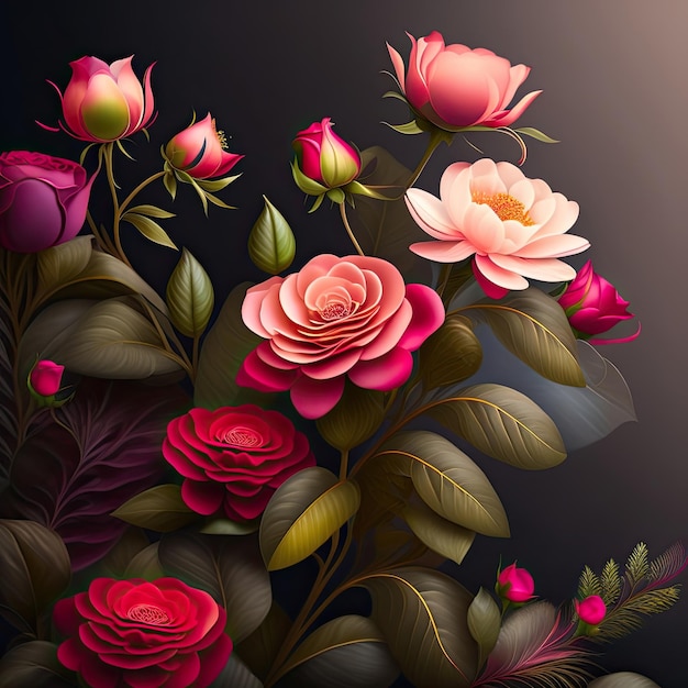 Floral background with rose flowers