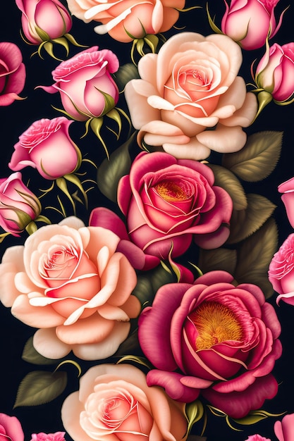 Цветочный фон с цветами роз