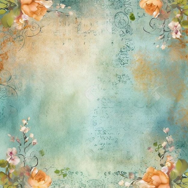 A floral background with roses and leaves.