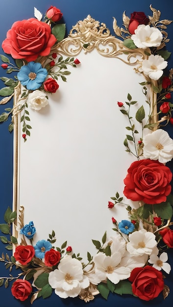 白い空白の招待状と花の背景