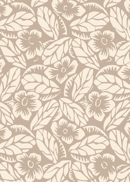 Floral Beige Botanical Handdrawn Nature Art Fabric Pattern Hand painted flowers