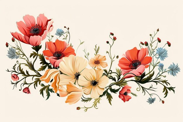 Floral border isolated on white background