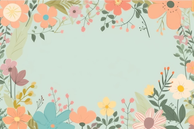 A floral border with flowers and butterflies
