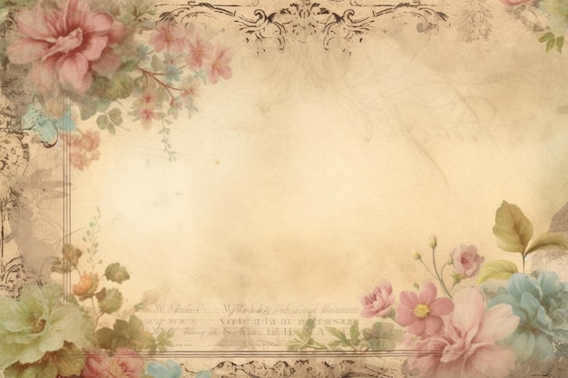 A floral border with flowers and a place for text.