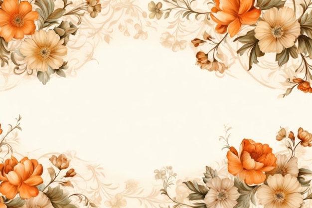 Photo a floral border with orange flowers