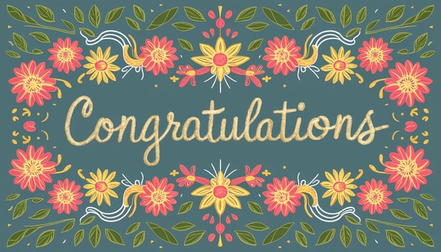 Photo a floral border with the words congratulations on it