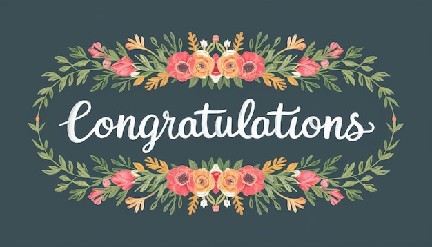 Photo a floral border with the words congratulations on it