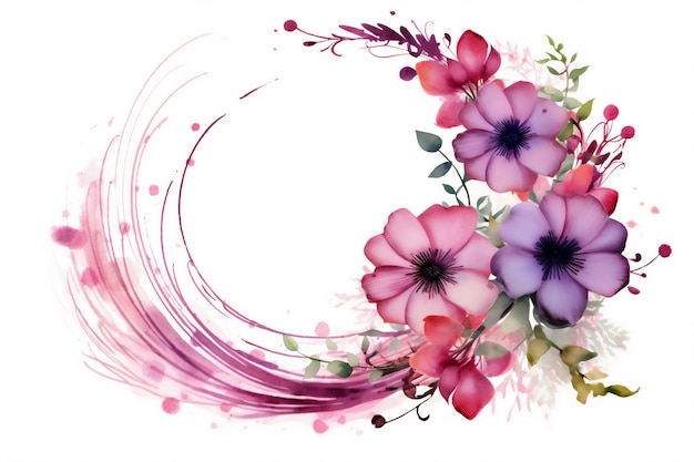 Floral borders watercolor flowers background