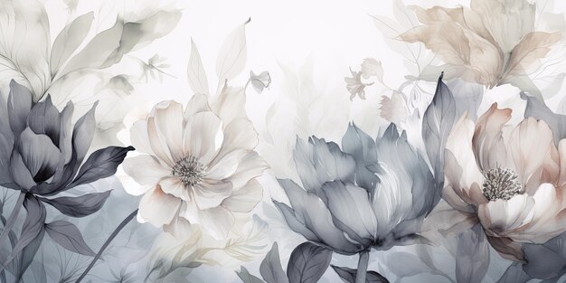 Floral botanical watercolor wedding background Generative AI