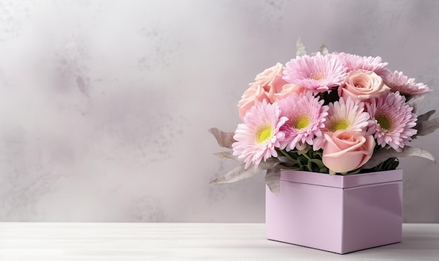 Floral bouquet of different flowers bunch of flowers pink roses Chrysanthemum Ai Generated