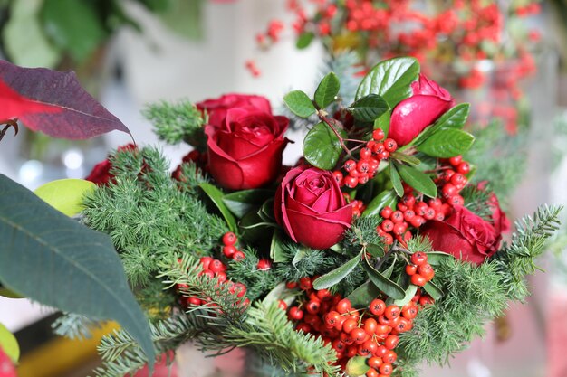 Photo floral bouquet prepared for christmas