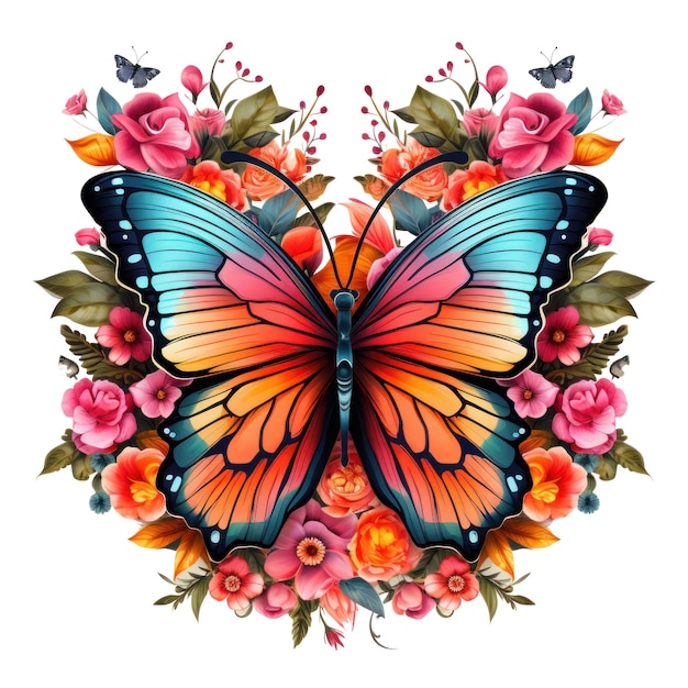 Floral Butterfly Clipart Colorful Butterfly generated AI