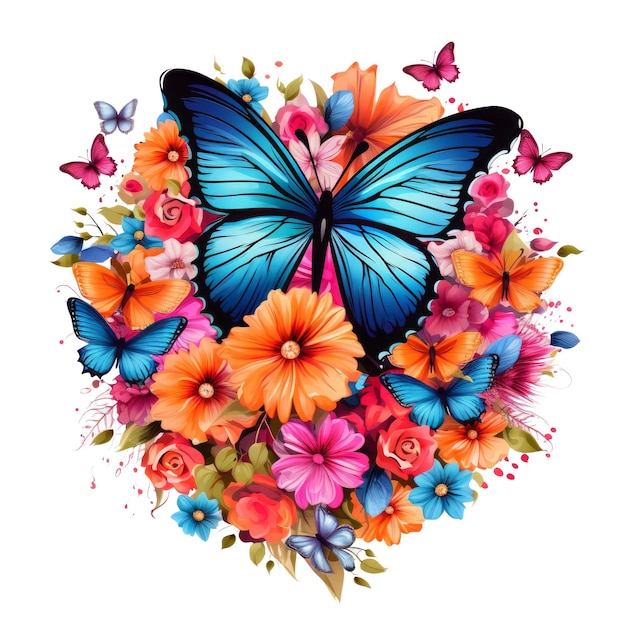 Floral Butterfly Clipart Kleurrijke vlinder gegenereerde AI