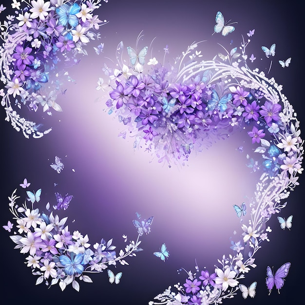 Floral butterfly purple realistic background wallpaper photo