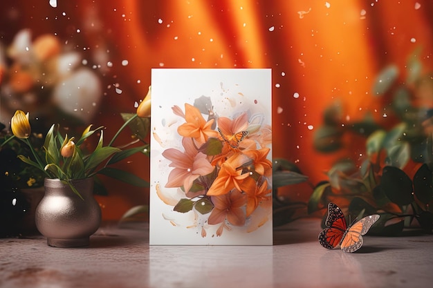Floral card illustration for marketing material presentation template Greeting card for marketing