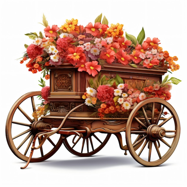 Floral cart clipart isolated on a white background