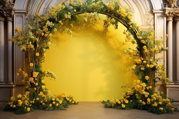 Floral Charm on Yellow Paneled Wall