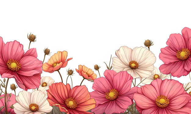 floral color background illustration with copyspace top view