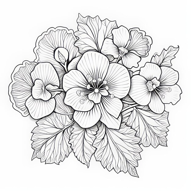 Photo floral coloring page for adults with realistic detailing