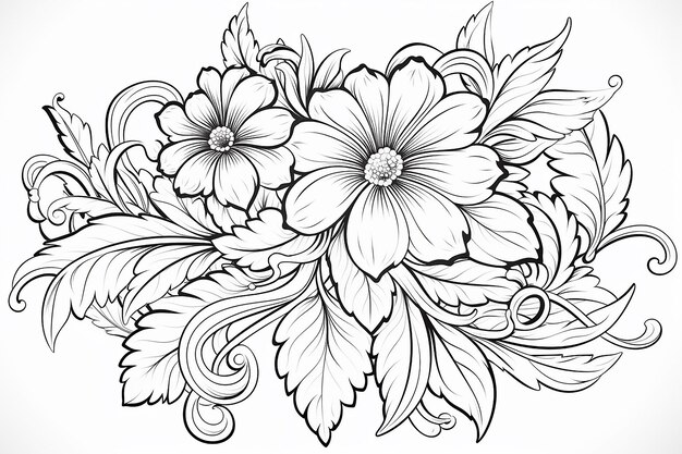 Floral coloring page design