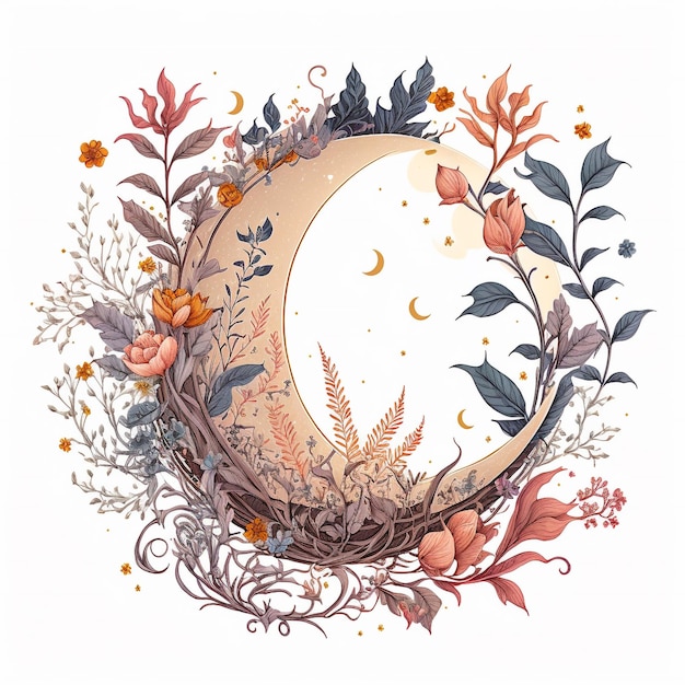 Floral Crescent Moon