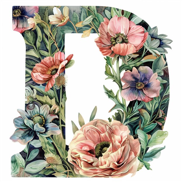 Floral d letter