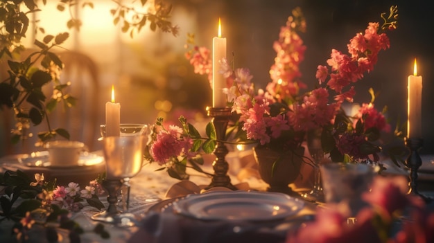 Floral decoration and candles table