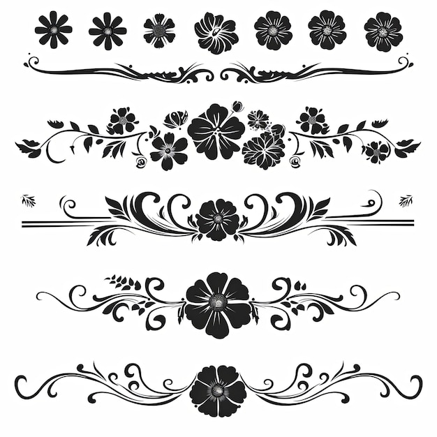 Photo floral decoration elements set on white background