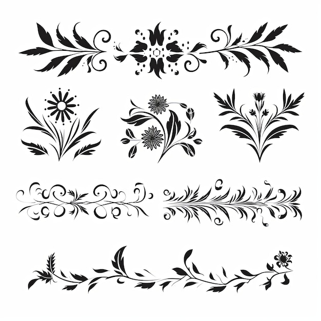 Photo floral decoration elements set on white background