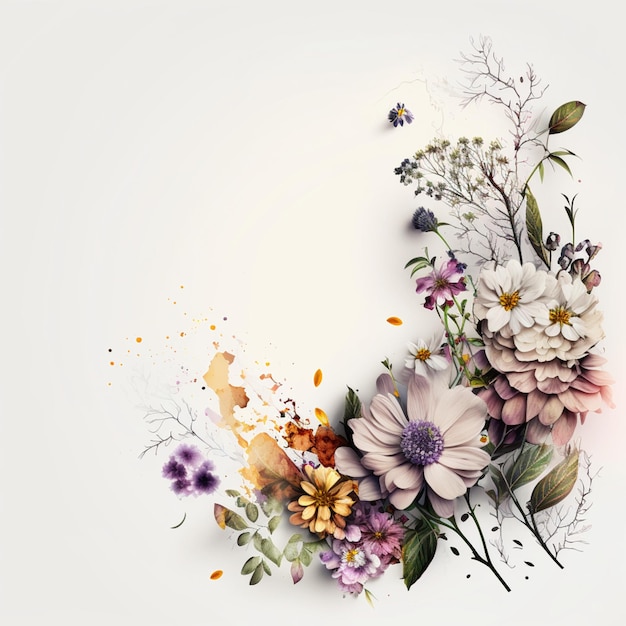 floral decoration greeting card template with space for text generate ai