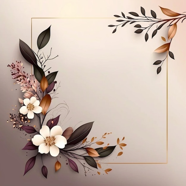 floral decoration greeting card template with space for text generate ai